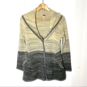 Free People Gray and Cream Striped Cardigan